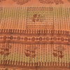 Sanskriti Vintage Sarier Orange Ren Crepe Silke Trykt Sari 5yd Håndværk Bæredygtigt Stoff