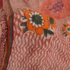 Sanskriti Vintage Sarees Peach 100% Pure Crepe Silk Print Sari 5yd Craft Sustainable Fabric