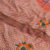 Sanskriti Vintage Sarees Peach 100% Pure Crepe Silk Print Sari 5yd Craft Sustainable Fabric