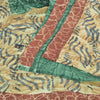 Sanskriti Vintage Sarees Green/Ivory Pure Crepe Silk Printed Sari 5yd Sustainable Fabric
