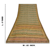 Sanskriti Vintage Sarees Green Pure Crepe Silk Printed Sari 5yd Craft Sustainable Fabric