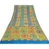 Sanskriti Vintage Sarees Multi Pure Crepe Silk Printed Sari 5yd Craft Sustainable Fabric