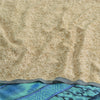 Sanskriti Vintage Sarees Blue/Cream Pure Crepe Silk Print Sari 5yd Craft Sustainable Fabric
