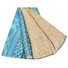 Sanskriti Vintage Sarees Blue/Cream Pure Crepe Silk Print Sari 5yd Craft Sustainable Fabric