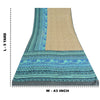 Sanskriti Vintage Sarees Blue/Cream Pure Crepe Silk Print Sari 5yd Craft Sustainable Fabric