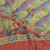 Sanskriti Vintage Sarees Multi Pure Crepe Silk Printed Sari 5yd Craft Sustainable Fabric