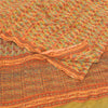 Sanskriti Vintage Sarees Orange Pure Crepe Silk Printed Sari 5yd Craft Sustainable Fabric