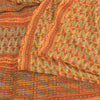 Sanskriti Vintage Sarees Orange Pure Crepe Silk Printed Sari 5yd Craft Sustainable Fabric