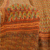 Sanskriti Vintage Sarees Orange Pure Crepe Silk Printed Sari 5yd Craft Sustainable Fabric