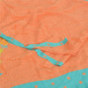 Sanskriti Vintage Sarees Orange Pure Crepe Silk Printed Sari 5yd Craft Sustainable Fabric