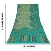 Sanskriti Vintage Sarees Green 100% Pure Crepe Printed Sari 5+yd Craft Sustainable Fabric