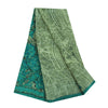 Sanskriti Vintage Sarees Green 100% Pure Crepe Printed Sari 5+yd Craft Sustainable Fabric