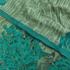 Sanskriti Vintage Sarees Green 100% Pure Crepe Printed Sari 5+yd Craft Sustainable Fabric