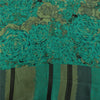 Sanskriti Vintage Sarees Green 100% Pure Crepe Printed Sari 5+yd Craft Sustainable Fabric