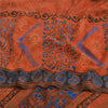 Sanskriti Vintage Sarees Orange Pure Crepe Silk Printed Sari 5yd Craft Sustainable Fabric