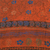 Sanskriti Vintage Sarees Orange Pure Crepe Silk Printed Sari 5yd Craft Sustainable Fabric