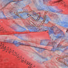 Sanskriti Vintage Sarees Red 100% Pure Crepe Silk Printed Sari 5yd Craft Sustainable Fabric