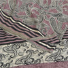 Sanskriti Vintage Sarees Mauve/Black Pure Crepe Silk Print Sari 5yd Craft Sustainable Fabric