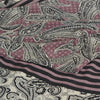 Sanskriti Vintage Sarees Mauve/Black Pure Crepe Silk Print Sari 5yd Craft Sustainable Fabric