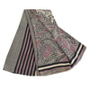 Sanskriti Vintage Sarees Mauve/Black Pure Crepe Silk Print Sari 5yd Craft Sustainable Fabric