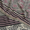 Sanskriti Vintage Sarees Mauve/Black Pure Crepe Silk Print Sari 5yd Craft Sustainable Fabric