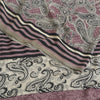Sanskriti Vintage Sarees Mauve/Black Pure Crepe Silk Print Sari 5yd Craft Sustainable Fabric
