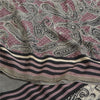 Sanskriti Vintage Sarees Mauve/Black Pure Crepe Silk Print Sari 5yd Craft Sustainable Fabric