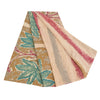 Sanskriti Vintage Sarees Ivory Pure Crepe Silk Printed Sari Floral Craft Sustainable Fabric