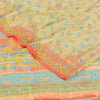 Sanskriti Vintage Sarees Cream 100%Pure Crepe Silk Printed Sari 5yd Craft Sustainable Fabric