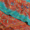 Sanskriti Vintage Sarees Blue Embordered Pure Crepe Print Sari 5yd Craft Sustainable Fabric