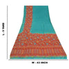 Sanskriti Vintage Sarees Blue Embordered Pure Crepe Print Sari 5yd Craft Sustainable Fabric
