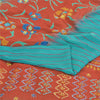 Sanskriti Vintage Sarees Blue Embordered Pure Crepe Print Sari 5yd Craft Sustainable Fabric