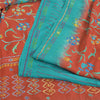 Sanskriti Vintage Sarees Blue Embordered Pure Crepe Print Sari 5yd Craft Sustainable Fabric