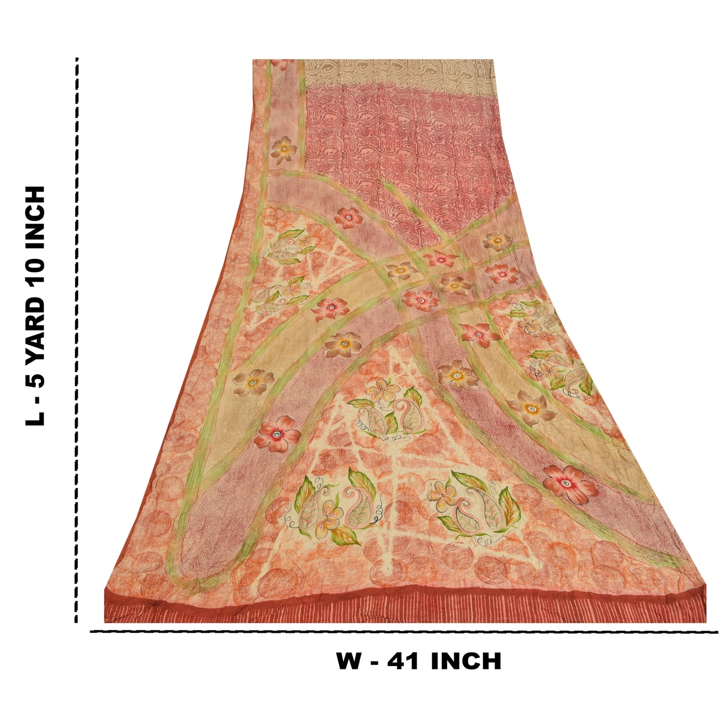 Sanskriti Vintage Sarees Multi Pure Crepe Silk Printed Sari 5yd Craft Sustainable Fabric