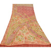 Sanskriti Vintage Sarees Multi Pure Crepe Silk Printed Sari 5yd Craft Sustainable Fabric
