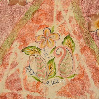 Sanskriti Vintage Sarees Multi Pure Crepe Silk Printed Sari 5yd Craft Sustainable Fabric