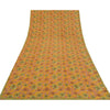 Sanskriti Vintage Sarees Mustard Pure Crepe Silk Printed Sari 5yd Craft Sustainable Fabric