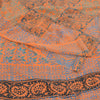 Sanskriti Vintage Sarees Orange/Blue Pure Crepe Silk Print Sari 5yd Craft Sustainable Fabric