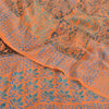 Sanskriti Vintage Sarees Orange/Blue Pure Crepe Silk Print Sari 5yd Craft Sustainable Fabric