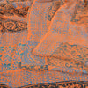 Sanskriti Vintage Sarees Orange/Blue Pure Crepe Silk Print Sari 5yd Craft Sustainable Fabric