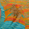 Sanskriti Vintage Sarees Saffron/Blue Pure Crepe Silk Printed Sari 5yd Sustainable Fabric