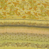 Sanskriti Vintage Sarees Green Pure Crepe Silk Printed Sari Floral Craft Sustainable Fabric