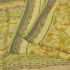 Sanskriti Vintage Sarees Green Pure Crepe Silk Printed Sari Floral Craft Sustainable Fabric