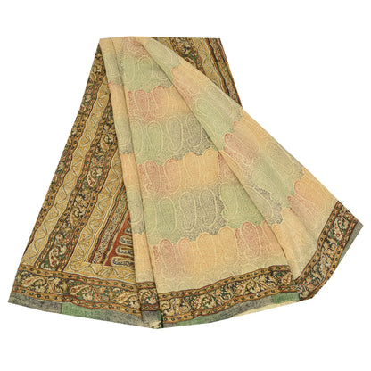 Sanskriti Vintage Sarees Multi Pure Crepe Silk Printed Sari 5yd Craft Sustainable Fabric