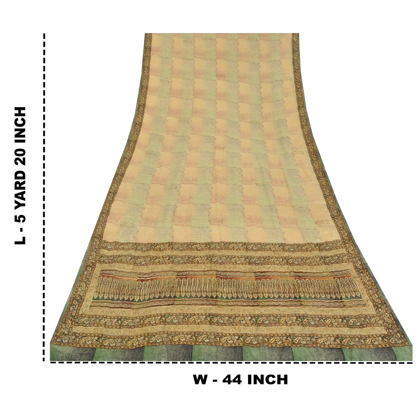 Sanskriti Vintage Sarees Multi Pure Crepe Silk Printed Sari 5yd Craft Sustainable Fabric