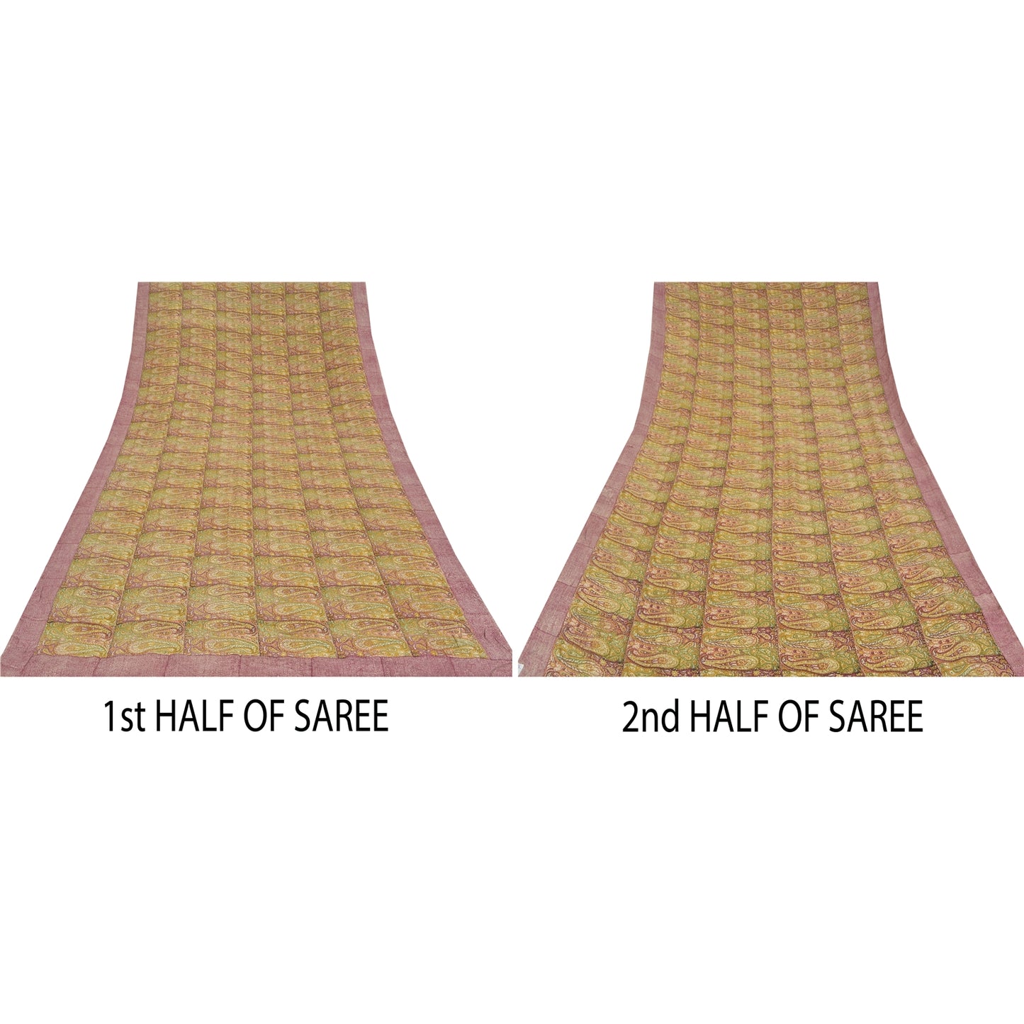 Sanskriti Vintage Sarees Multi Pure Crepe Silk Printed Sari 5yd Craft Sustainable Fabric