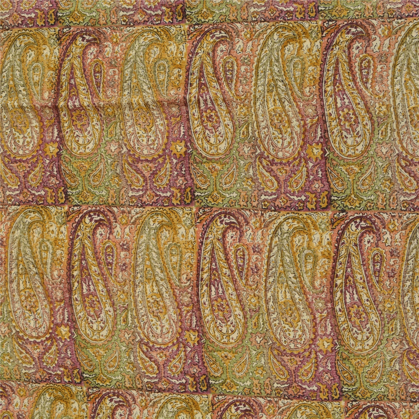 Sanskriti Vintage Sarees Multi Pure Crepe Silk Printed Sari 5yd Craft Sustainable Fabric