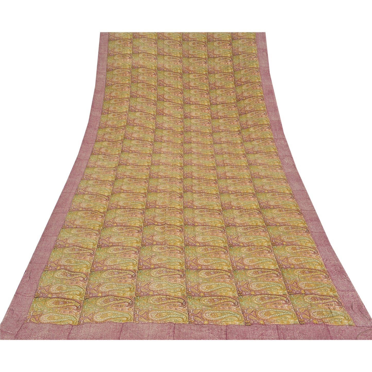 Sanskriti Vintage Sarees Multi Pure Crepe Silk Printed Sari 5yd Craft Sustainable Fabric