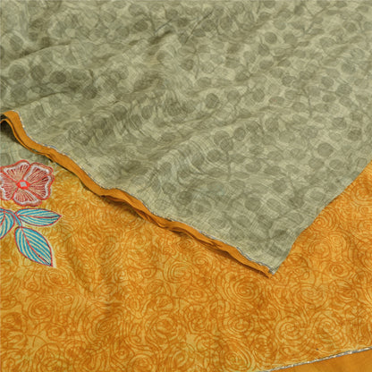 Sanskriti Vintage Sarees Pastel-Green Pure Crepe Printed Sari 5yd Craft Sustainable Fabric