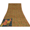 Sanskriti Vintage Sarees Green Embroidered Pure Crepe Printed Sari Craft Sustainable Fabric